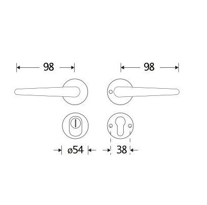 SKG3 kruk/kruk op rozet Halfsabel Links + kerntrekbeveiliging mat zwart