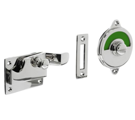 Intersteel wc-overslag met bocht en tekst “groen/rood” chroom