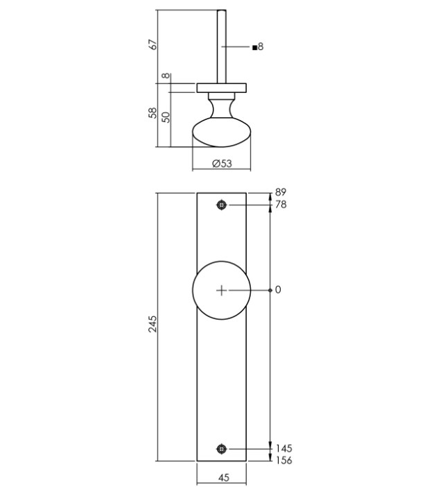Intersteel Knopschild 245x45mm blind PVD messingkleur