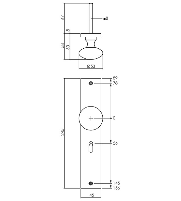 Intersteel Knopschild 245x45mm SL56 PVD messingkleur