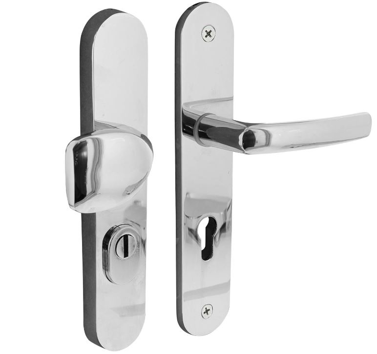 Intersteel voordeurbeslag ovaal greep/kruk PC92 met kerntrek beveiliging chroom