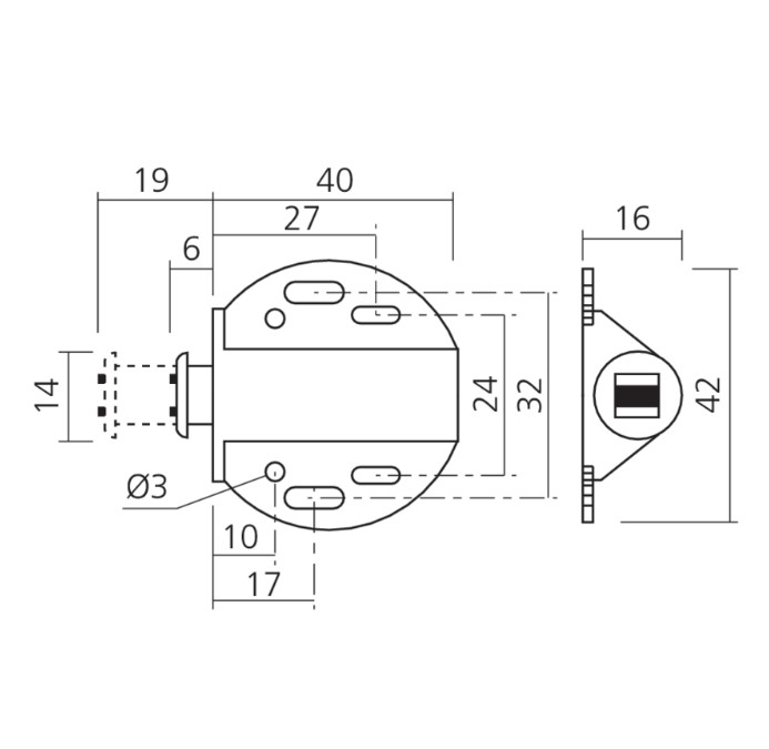 Magnetische snapper (push to open) met tegenplaat wit