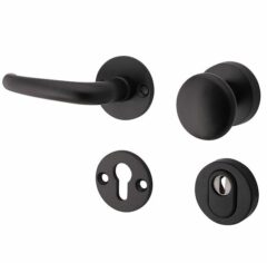 SKG3 knop/kruk op rozet Halfsabel Links + kerntrekbeveiliging mat zwart