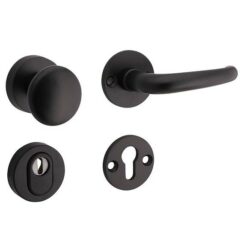 SKG3 knop/kruk op rozet Halfsabel Rechts + kerntrekbeveiliging mat zwart