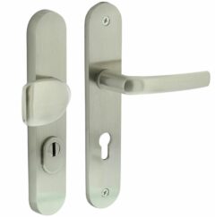 Intersteel voordeurbeslag ovaal greep/kruk PC72 met kerntrek beveiliging nikkel mat