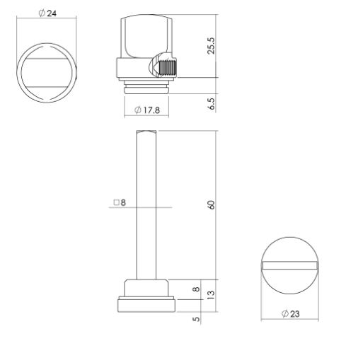 Intersteel WC-olive los 8mm oud grijs