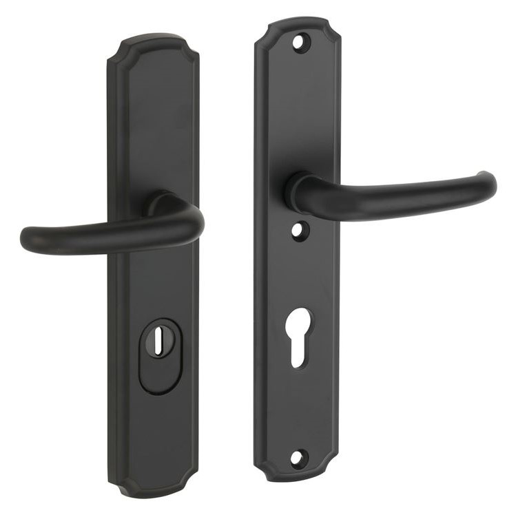 SKG3 PC92 kruk/kruk op schild Halfsabel/Art-Nouveau Rechts + kerntrekbeveiliging mat zwart