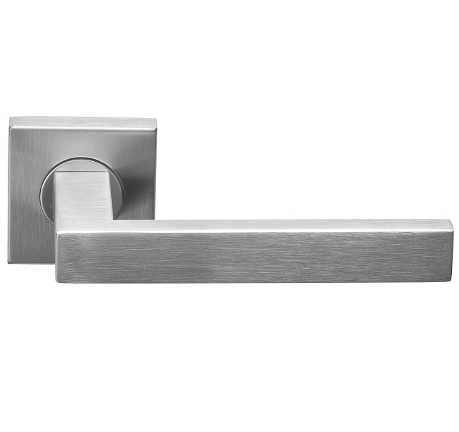 Deurkruk Basis Rechthoek op geveerd rozet Mat RVS