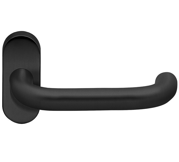 Gatdeel op ovaal rozet deurkruk Chase Zwart