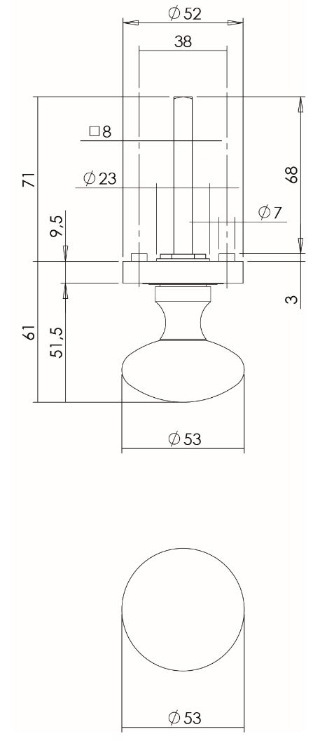 Intersteel Knop op rozet vast gemonteerd met ril oud gebruineerd