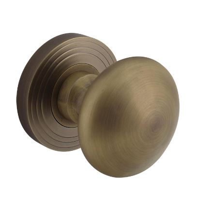 Intersteel Knop op rozet vast gemonteerd met ril oud gebruineerd