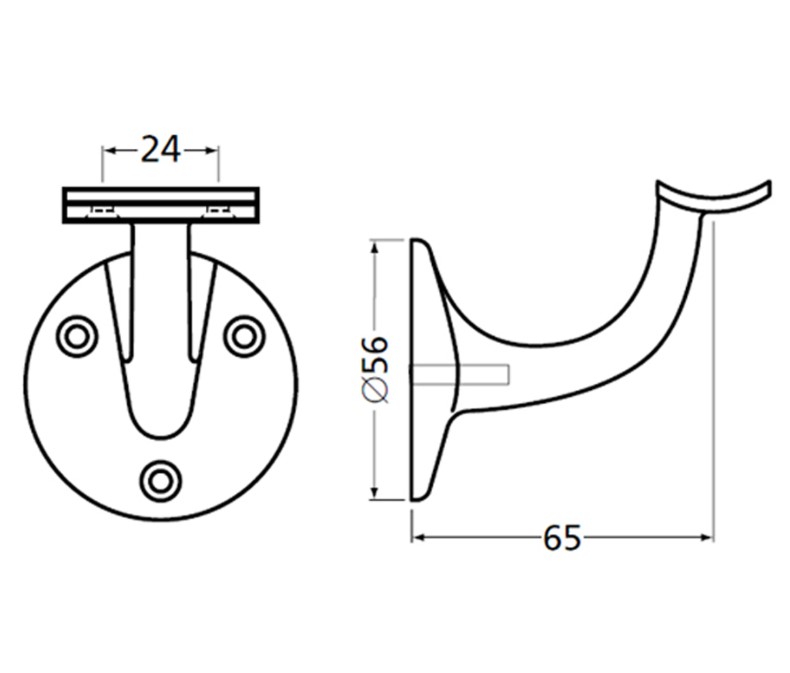 leuninghouder type 3500-01 - hol 65 mm aluminium F1
