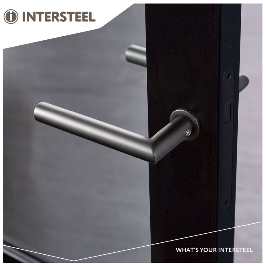 Intersteel gatdeel Deurkruk Jura met platte ronde rozetten zelfklevend ø30mm antraciet grijs