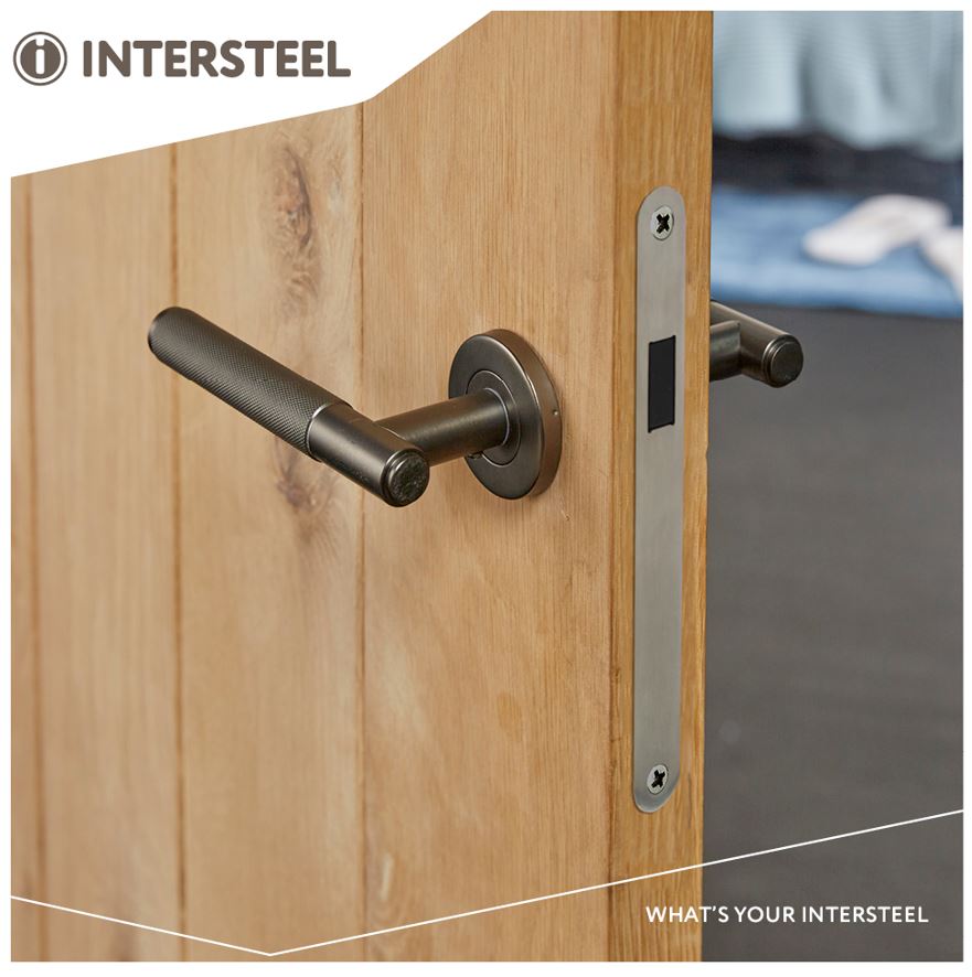 Intersteel gatdeel Deurkruk Rombo links op rozet ø53x8mm rvs antraciet grijs