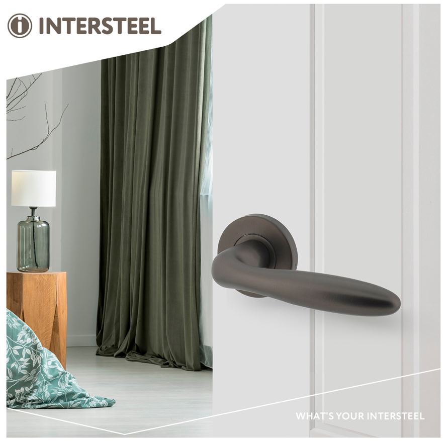 Intersteel gatdeel Deurkruk Jupiter rechts op rozet ø53x8mm rvs antraciet grijs