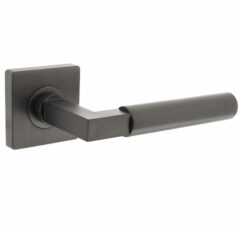 Intersteel gatdeel deurkruk Bau-Stil rechts op vierkant rozet antraciet grijs