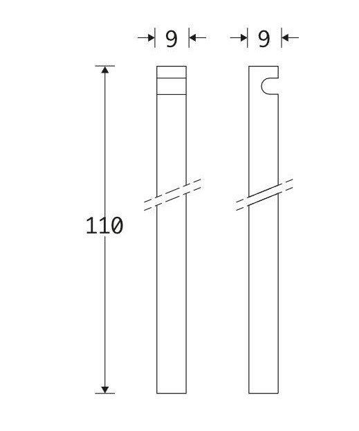 Losse espagnoletstang voor Kruk/Pomp espagnoletten 9x1100mm glans nikkel