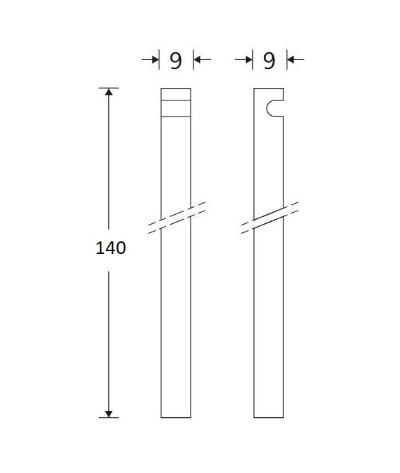 Losse espagnoletstang voor Kruk/Pomp espagnoletten 9x1400mm mat nikkel ongelakt