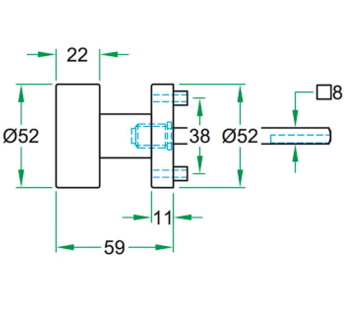 Voordeurknop Vast Rond Ø52mm RVS mat