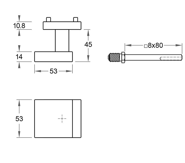 Voordeurknop QUATTRO excentrisch zwart