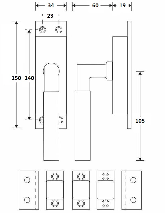 Kruk-espagnolet Ton Model Links Messing Antiek Inclusief 2 Stangen