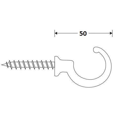 Schroefhaak Borst 50mm glans nikkel