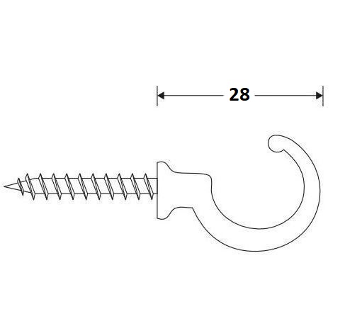 Schroefhaak Borst 28mm glans nikkel