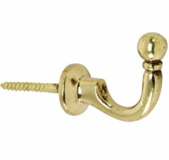 Schroefhaak Kogel 47mm messing gelakt