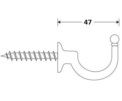 Schroefhaak Kogel 47mm glans chroom