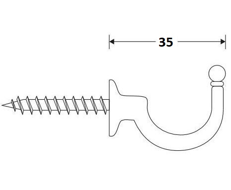 Schroefhaak Kogel 35mm glans chroom