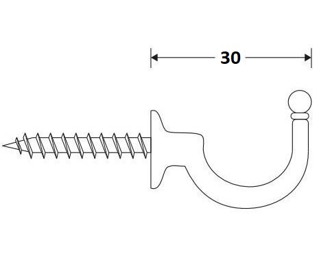 Schroefhaak Kogel 30mm glans chroom