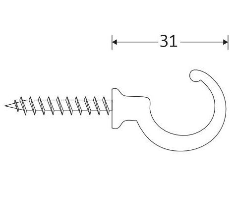 Schroefhaak Kogel 31mm messing ongelakt