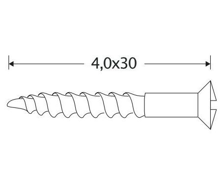 Houtschroef (4 stuks) 4,0x30 mm mat nikkel ongelakt