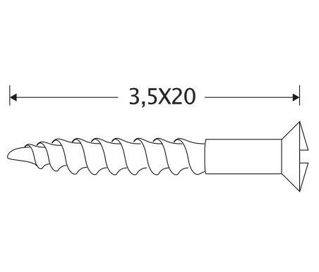 Houtschroef (4 stuks) 3,5x20 mm mat nikkel ongelakt