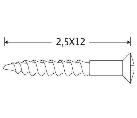 Houtschroef (4 stuks) 2,5x12 mm mat nikkel ongelakt
