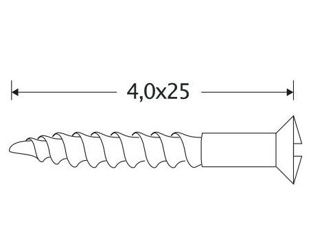 Houtschroef (4 stuks) 4,0x25 mm glans nikkel