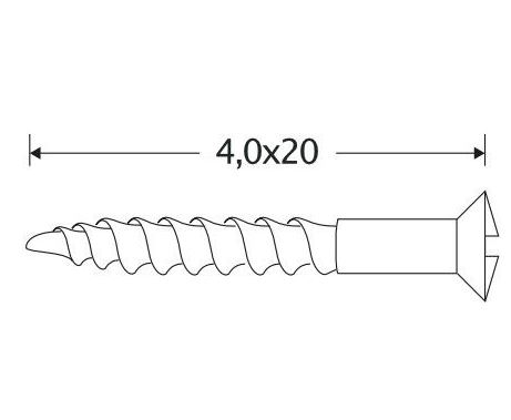 Houtschroef (4 stuks) 4,0x20 mm glans nikkel