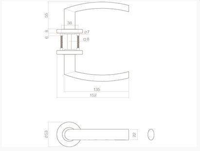 Intersteel gatdeel Deurkruk Blok rechts op Rond Rozet RVS