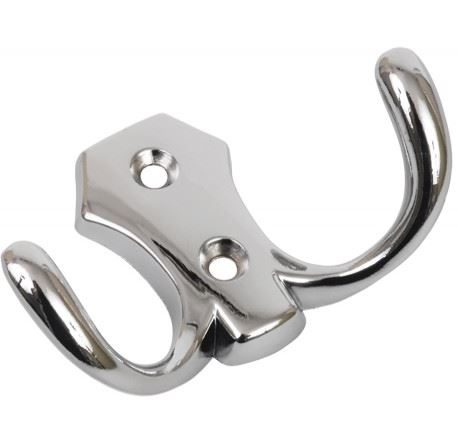 Kapstokhaak dubbel Chroom Glans