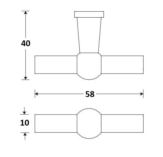 Meubelknop Chemin de Fer 58x10mm messing antiek