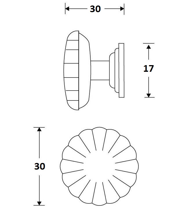 Meubelknop Nouveau 30mm glans nikkel