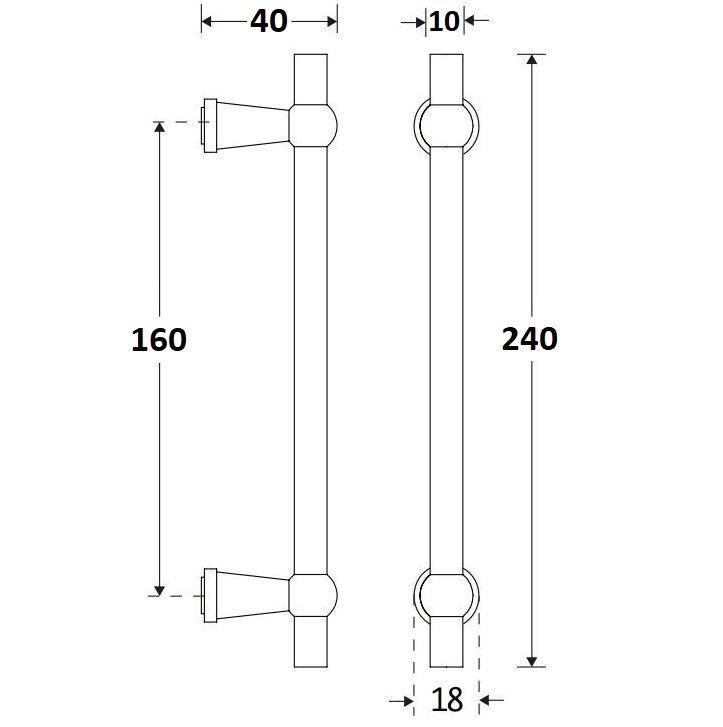 Meubelgreep Chemin de Fer 160 mm glans nikkel