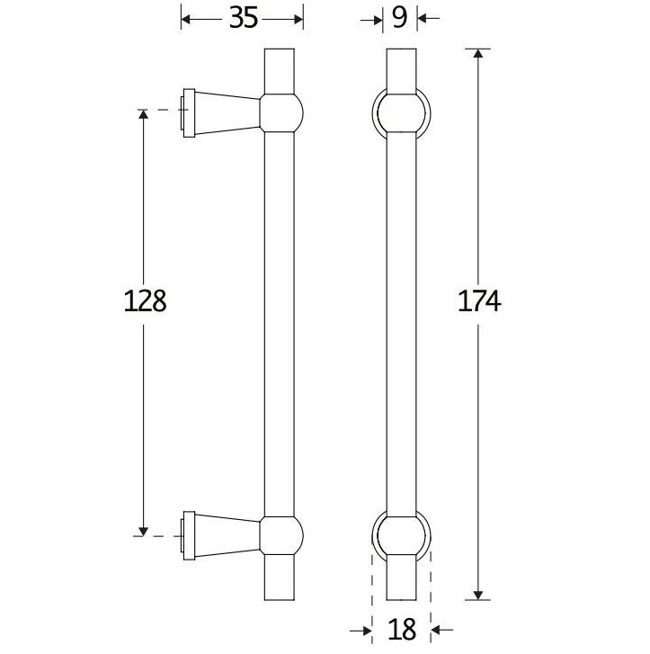 Meubelgreep Chemin de Fer 128 mm glans nikkel
