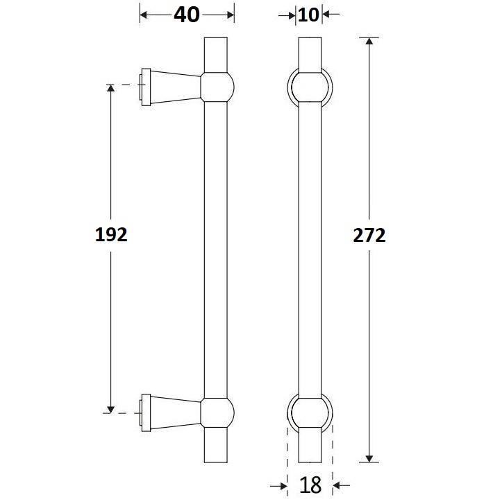 Meubelgreep Chemin de Fer 192 mm messing antiek