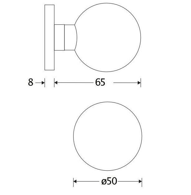 Knopkruk op geveerd rozet Kogel 50mm/Vivo glans nikkel