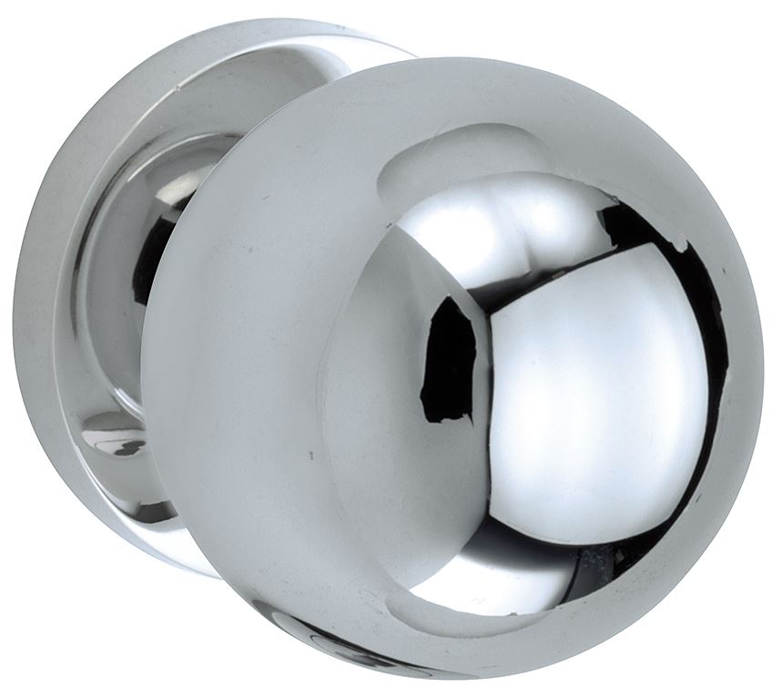 Knopkruk op geveerd rozet Kogel 50mm/Vivo glans chroom