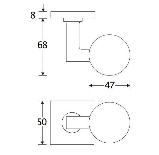 Knopkruk op geveerd rozet verdekt Bauhaus mat nikkel ongelakt