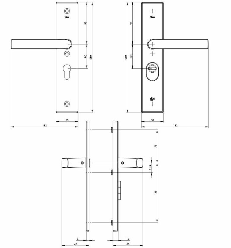 VEILIG veiligheidsbeslag PC55 Kruk/Kruk met kerntrekbeveiliging SKG3 Zwart