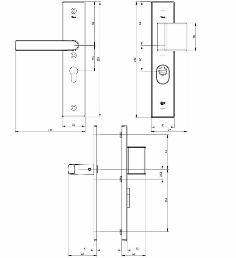 VEILIG veiligheidsbeslag PC72 Greep/Kruk met kerntrekbeveiliging SKG3 Zwart