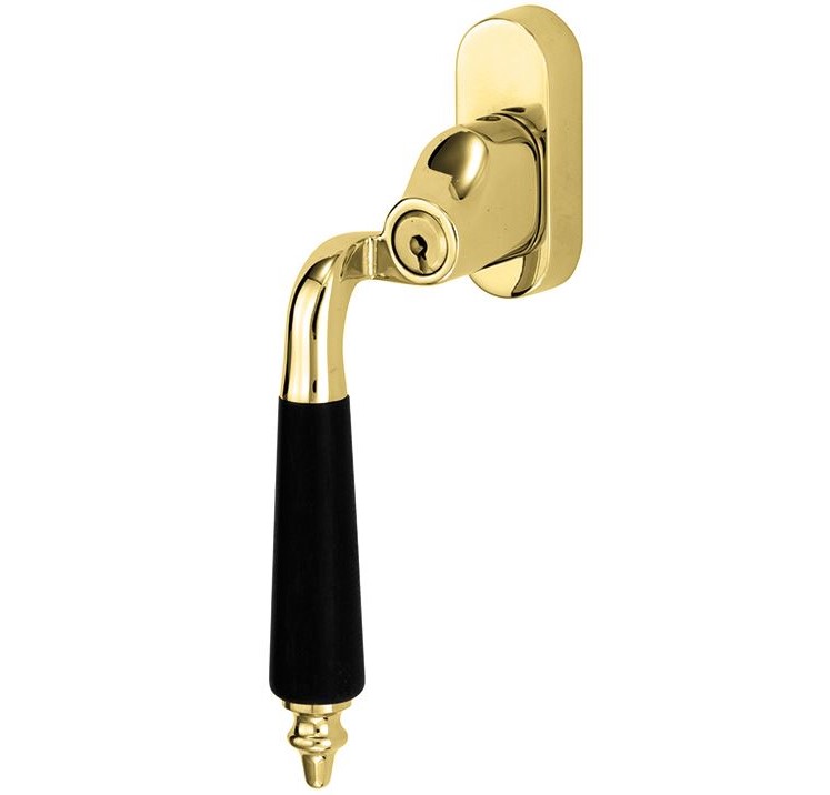 SKG2 Draaikiepgarnituur afsluitbaar Antique ebben/Smal Links messing gelakt